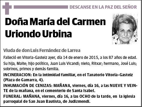 URIONDO URBINA,MARIA DEL CARMEN