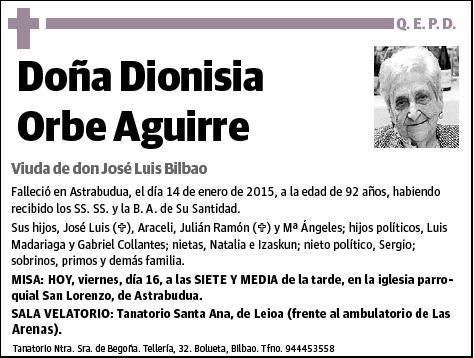 ORBE AGUIRRE,DIONISIA