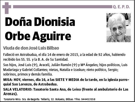 ORBE AGUIRRE,DIONISIA