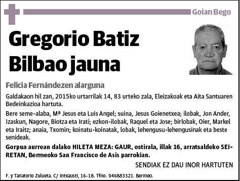 BATIZ BILBAO,GREGORIO