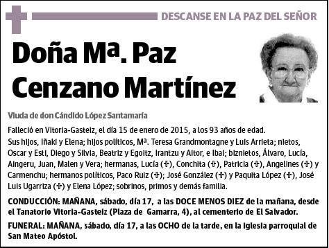 CENZANO MARTINEZ,Mª PAZ