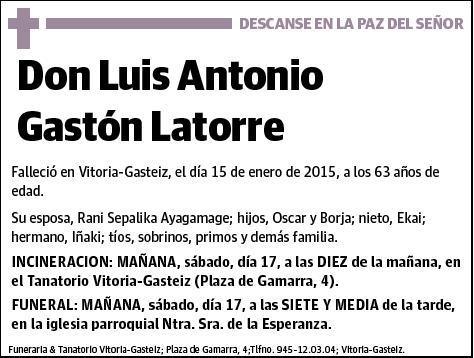 GASTON LATORRE,LUIS ANTONIO