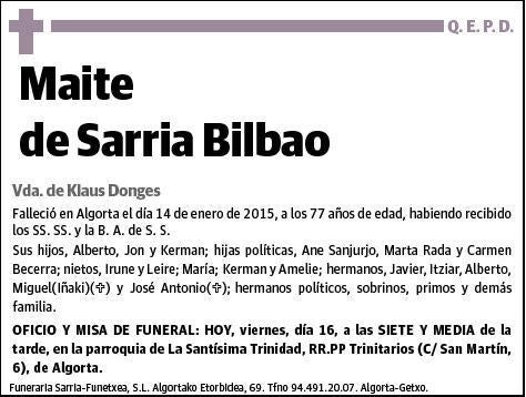 DE SARRIA BILBAO,MAITE