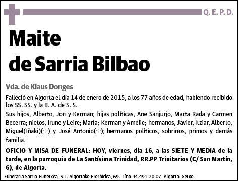 DE SARRIA BILBAO,MAITE