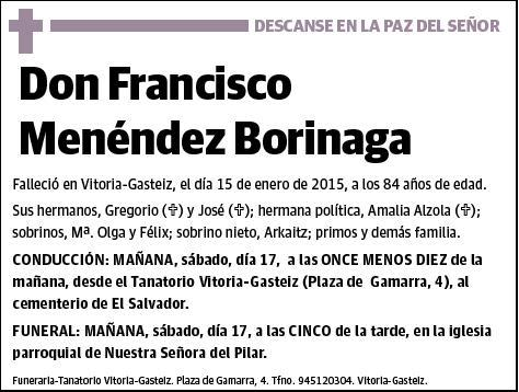 MENENDEZ BORINAGA,FRANCISCO