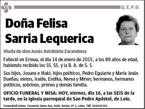 SARRIA LEQUERICA,FELISA