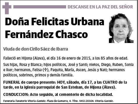 FERNANDEZ CHASCO,FELICITAS URBANA