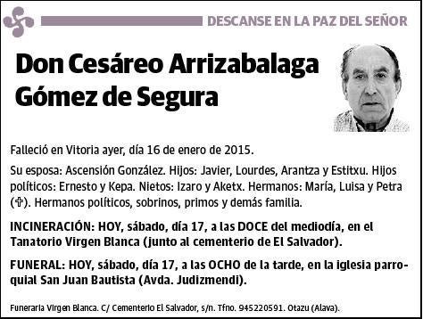 ARRIZABALAGA GOMEZ DE SEGURA,CESAREO