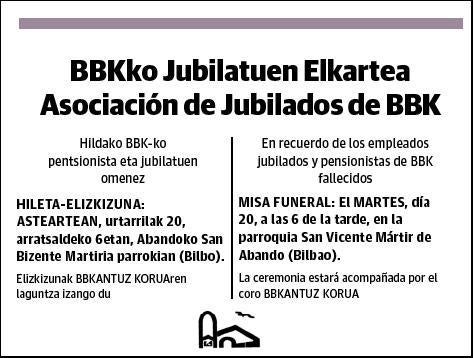 DE JUBILADOS DE BBK,ASOCIACION