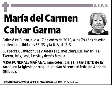 CALVAR GARMA,MARIA DEL CARMEN