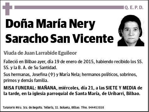 SARACHO SAN VICENTE,MARIA NERY