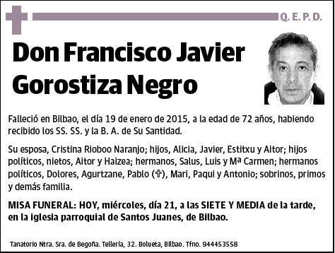 GOROSTIZA NEGRO,FRANCISCO JAVIER