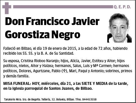 GOROSTIZA NEGRO,FRANCISCO JAVIER