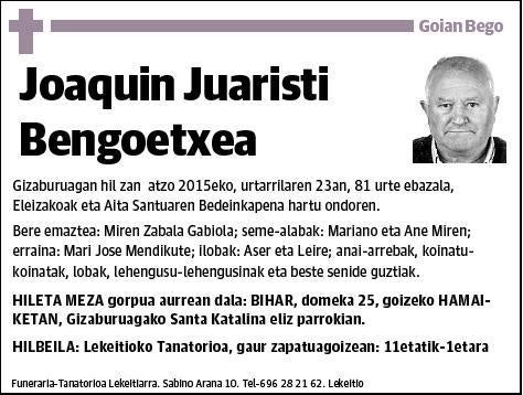 JUARISTI BENGOETXEA,JOAQUIN