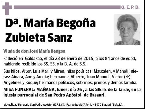 ZUBIETA SANZ,MARIA BEGOÑA