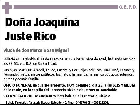 JUSTE RICO,JOAQUINA