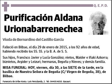 ALDANA URIONABARRENECHEA,PURIFICACION