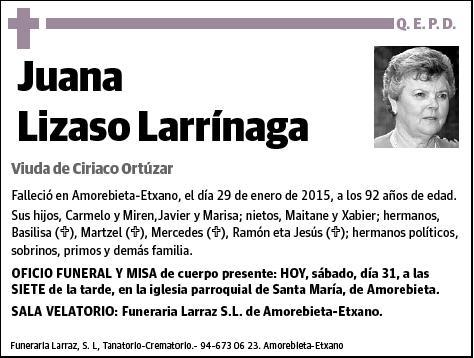 LIZASO LARRINAGA,JUANA