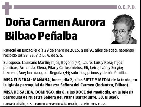 BILBAO PEÑALBA,CARMEN AURORA