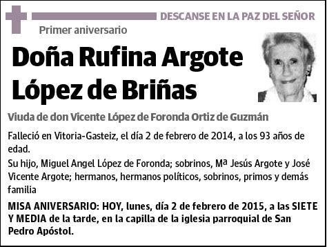 ARGOTE LOPEZ DE BRIÑAS,RUFINA