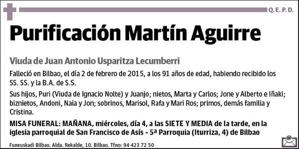 MARTIN AGUIRRE,PURIFICACION