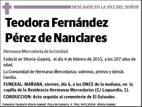 FERNANDEZ PEREZ DE NANCLARES,TEODORA