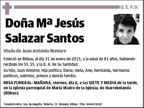 SALAZAR SANTOS,Mª JESUS