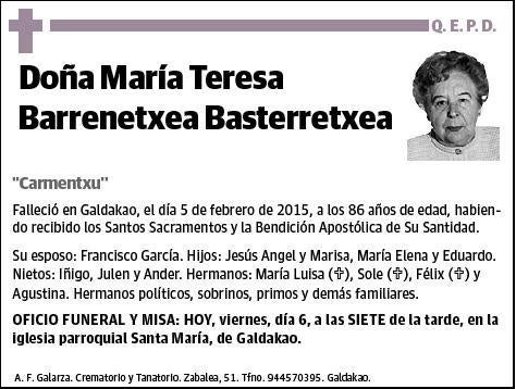 BARRENETXEA BASTERRETXEA,Mª TERESA