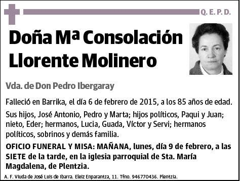 LLORENTE MOLINERO,MARIA CONSOLACION