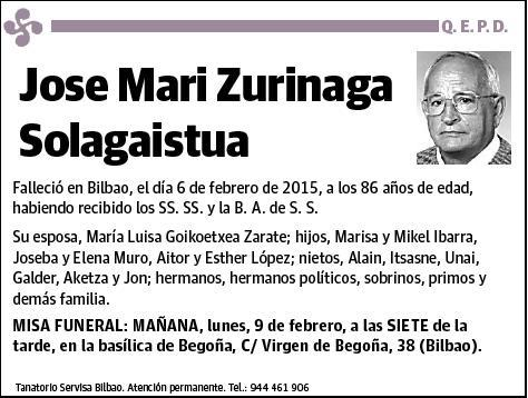 ZURINAGA SOLAGAISTUA,JOSE MARI