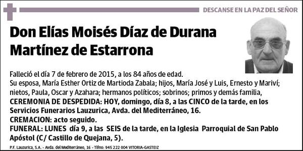 DIAZ DE DURANA MARTINEZ DE ESTARRONA,ELIAS MOISES