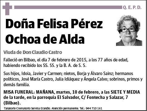 PEREZ OCHOA DE ALDA,FELISA