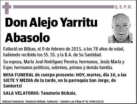 YARRITU ABASOLO,ALAEJO