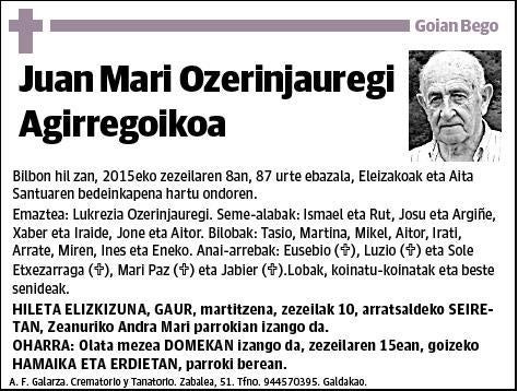 OZERINJAUREGI AGIRREGOIKOA,JUAN MARI