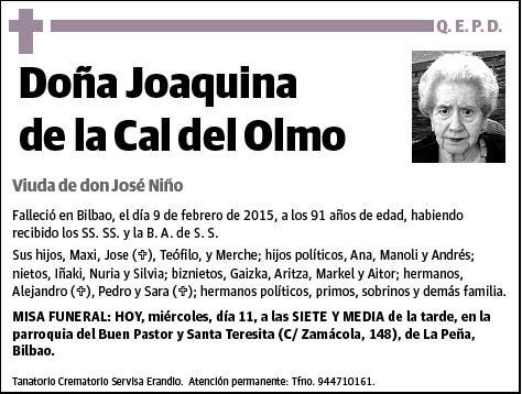 DE LA CAL DEL OLMO,JOAQUINA