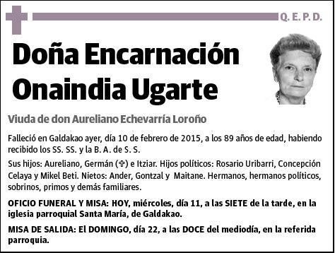 ONAINDIA UGARTE,ENCARNACION