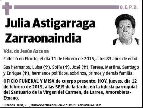 ASTIGARRAGA ZARRAONAINDIA,JULIA