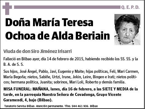 OCHOA DE ALDA BERIAIN,MARIA TERESA