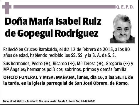 RUIZ DE GOPEGUI RODRIGUEZ,MARIA ISABEL