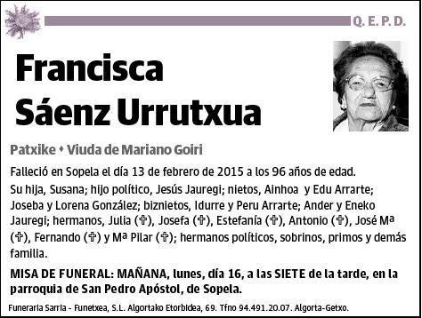 SAENZ URRUTXUA,FRANCISCA