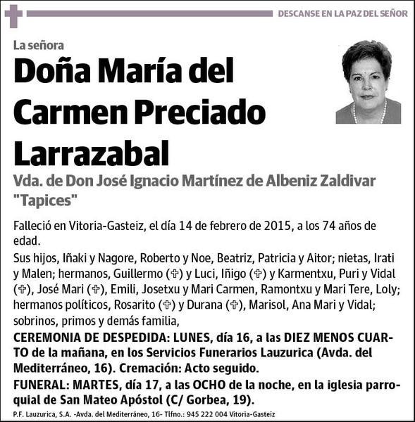 PRECIADO LARRAZABAL,MARIA DEL CARMEN