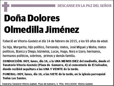 OLMEDILLA JIMENEZ,DOLORES