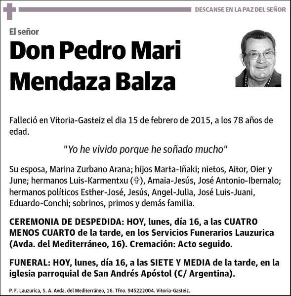 MENDAZA BALZA,PEDRO MARI