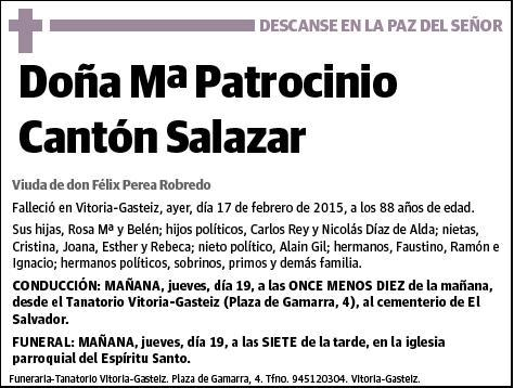 CANTON SALAZAR,Mª PATROCINIO