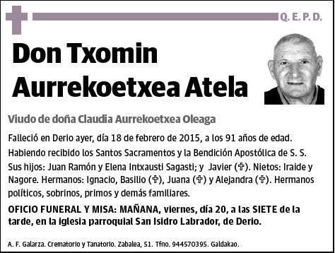 AURREKOETXEA ATELA,TXOMIN