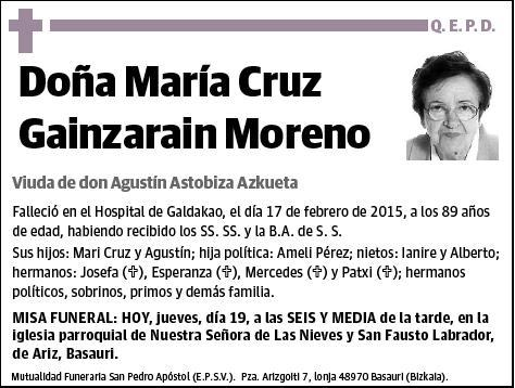 GAINZARAIN MORENO,MARIA CRUZ