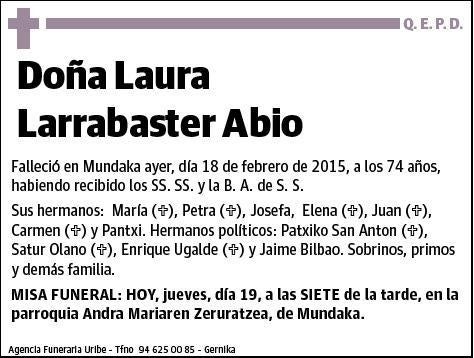 LARRABASTER ABIO,LAURA