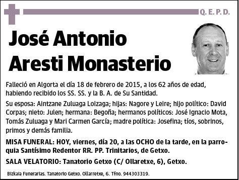 ARESTI MONASTERIO,JOSE ANTONIO