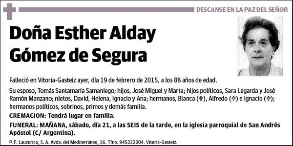 ALDAY GOMEZ DE SEGURA,ESTHER