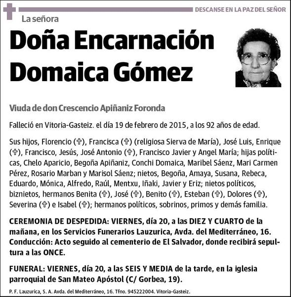 DOMAICA GOMEZ,ENCARNACION